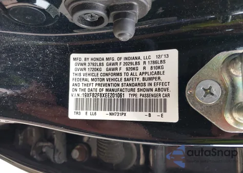 2014 Honda Civic Ex from USA, damaged, VIN 19XFB2F8XEE201061